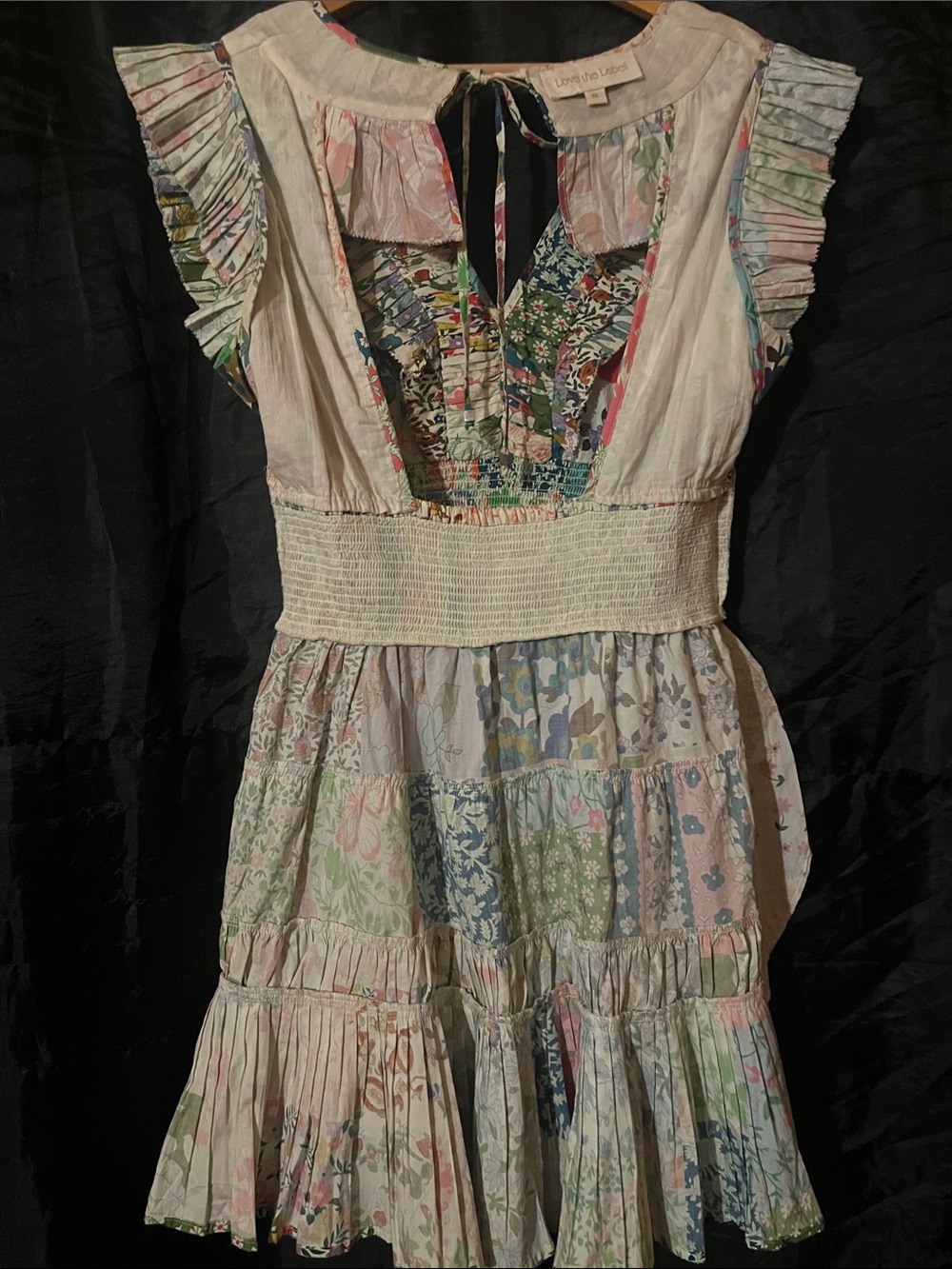 LOVE THE LABEL Patchwork Floral Ruffle Mini Dress - Multicolor Boho - Picture 6 of 7